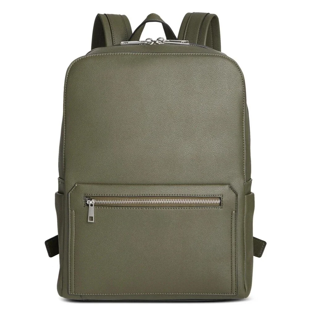 ALFANI Backpack Olive Green Faux Leather Workwear Travel Business School $99